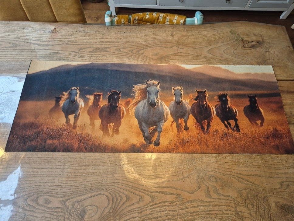 Bureauonderlegger met paardenprint 98x36 cm, Diversen, Ophalen of Verzenden, Zo goed als nieuw