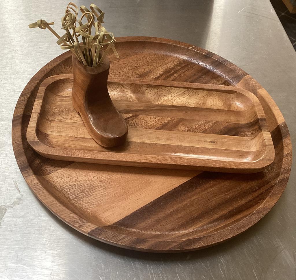 Rustieke 3-delige Houten Borrelset- Acacia/Teak, Ophalen, Minder dan 50 cm