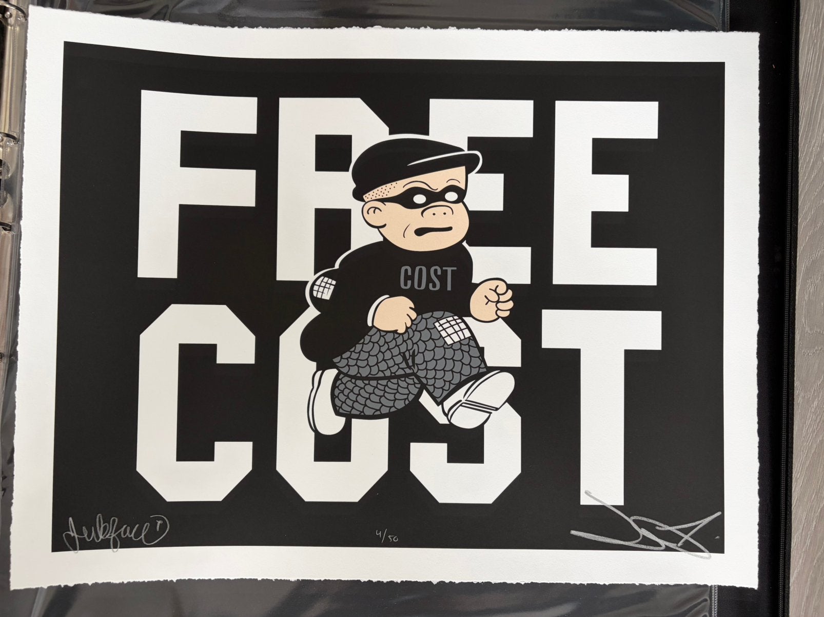 ‘Free Cost’ Screen print van COST en Jerkface - black ed., Antiek en Kunst, Kunst | Litho's en Zeefdrukken, Zeefdruk, Origineel