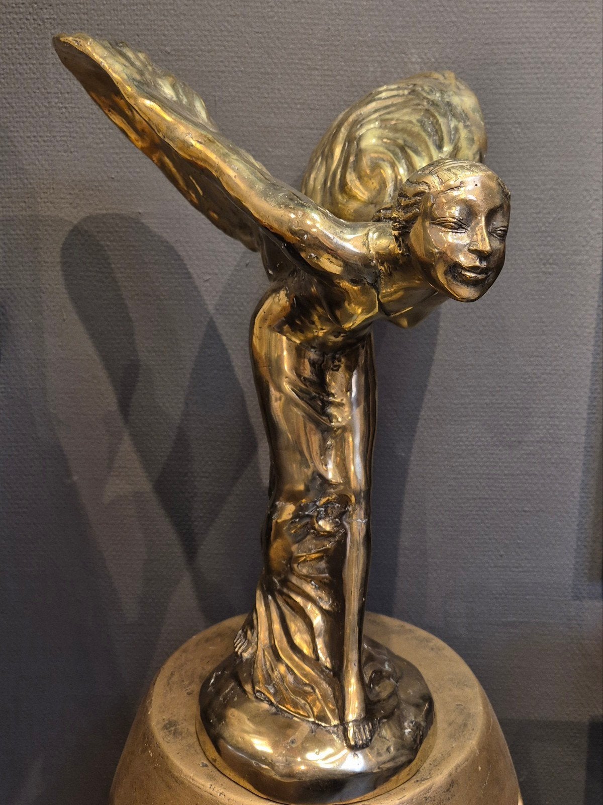 Spirit of ecstasy messing beeld 57 cm rolls royce goud, Ophalen of Verzenden