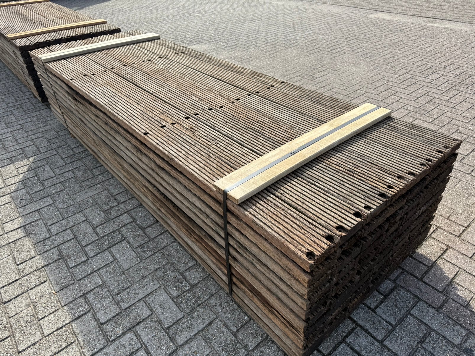 15 Zware Azobe Vlonderplanken * Vlonderbalken * Brugdekdelen, Ophalen, Gebruikt, Hout