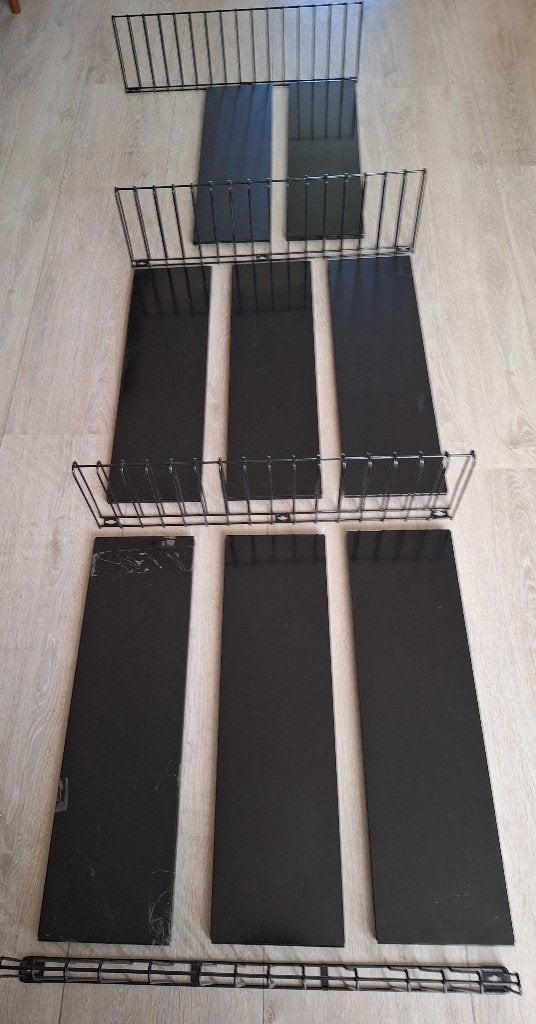 Vintage wandrek  - boekenrek 8 planken 4 houders