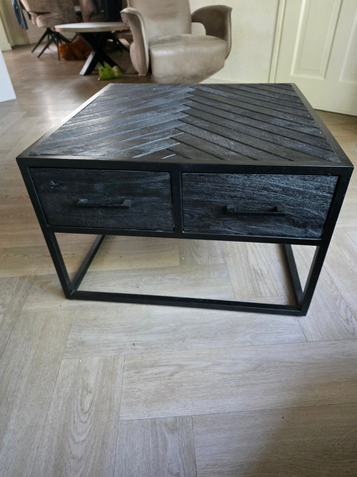 Salontafel met twee lades - 70x70x46 cm, Huis en Inrichting, Gebruikt, 50 tot 100 cm, Vierkant, 50 tot 100 cm
