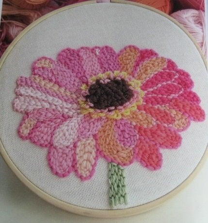 Borduurpatroon  Gerbera bloem  nr 9466 do, Verzenden, Zo goed als nieuw, Handborduren, Patroon