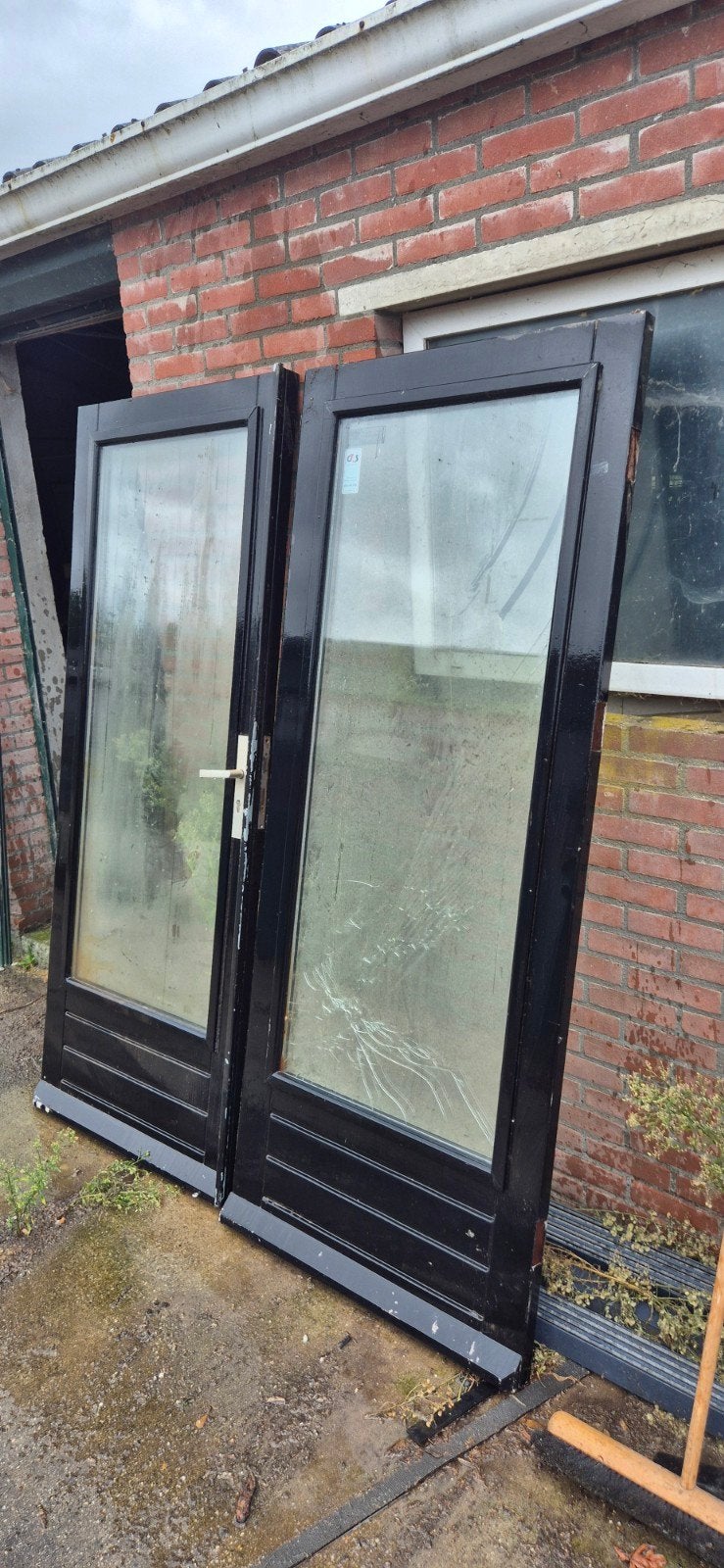 Merbau dubbele deur 830 x 2015 en 880 x 2115, Ophalen, Gebruikt, 80 tot 100 cm, Buitendeur