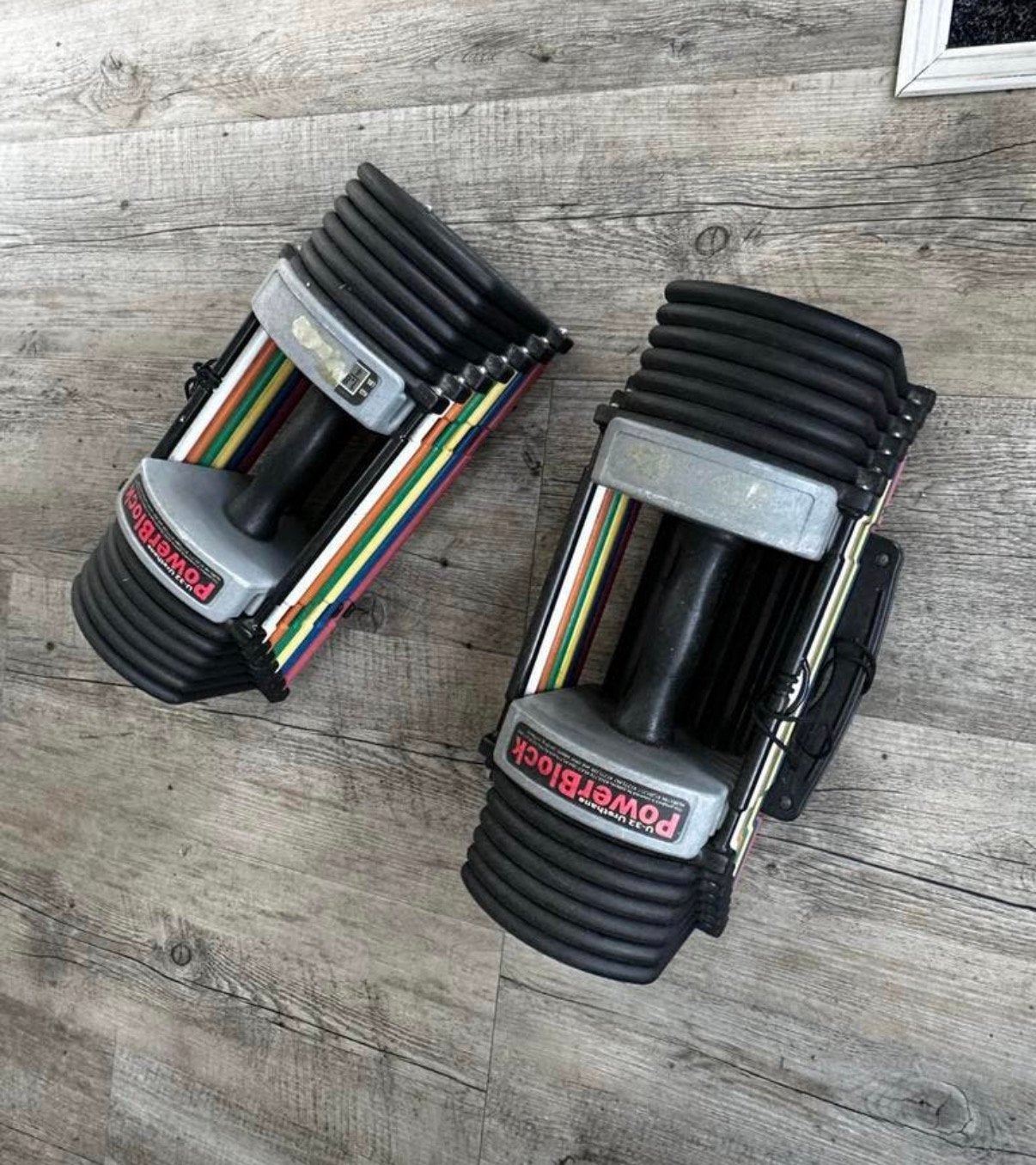 2x 14,5 Verstelbare Powerblocks Dumbbells, Sport en Fitness, Ophalen, Gebruikt, Dumbbell