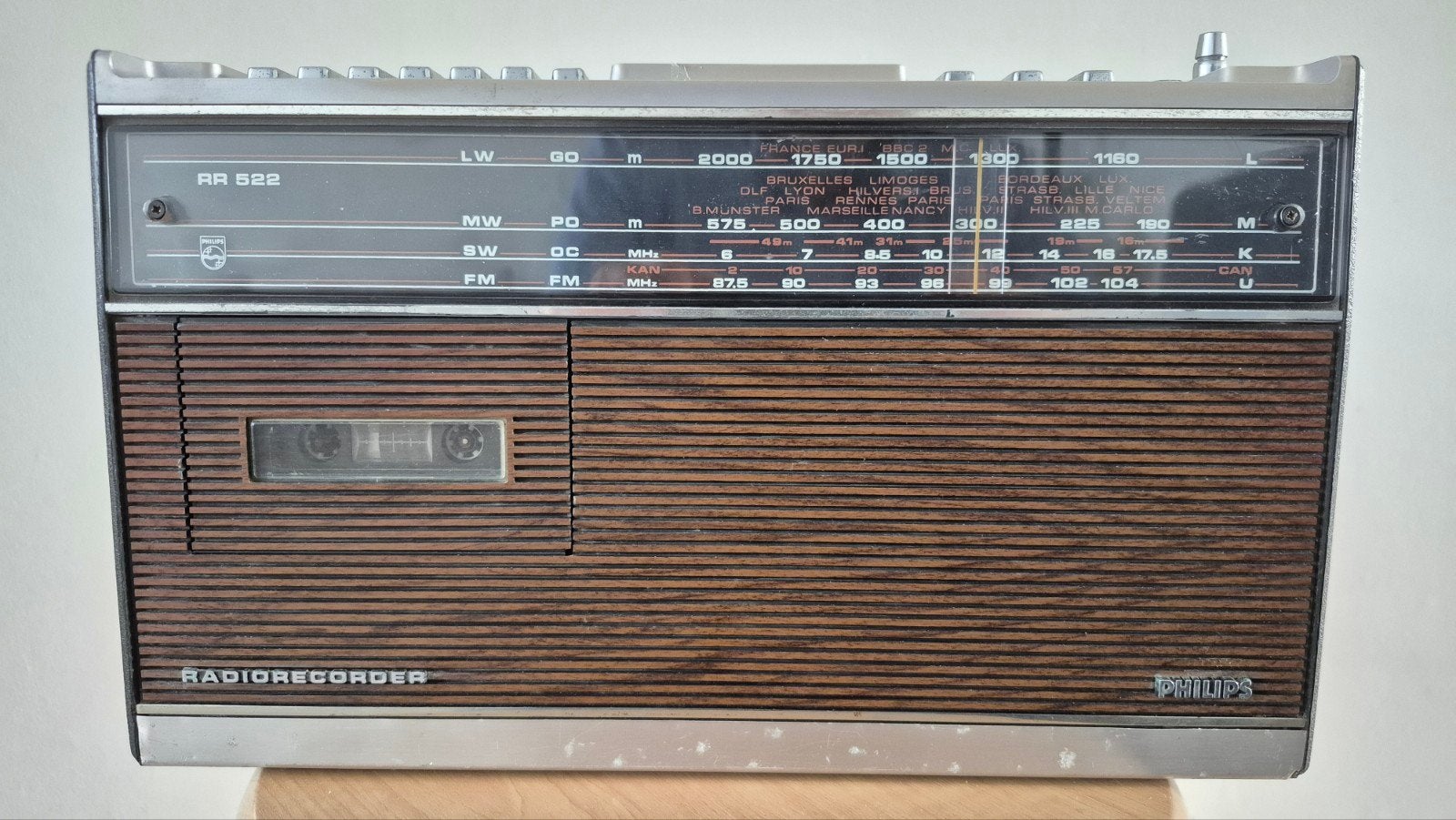 Vintage Philips Cassette Radio Recorder RR 522, Audio, Tv en Foto, Ophalen of Verzenden, Gebruikt, Transistorradio