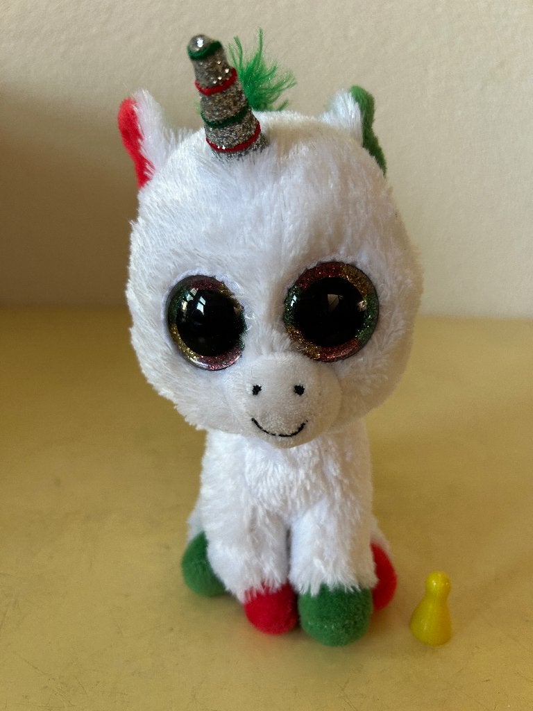 Ty Beanie Boo Candy Cane Eenhoorn – Kersteditie (15 cm), Paard, Ophalen of Verzenden, Zo goed als nieuw, Wasbaar
