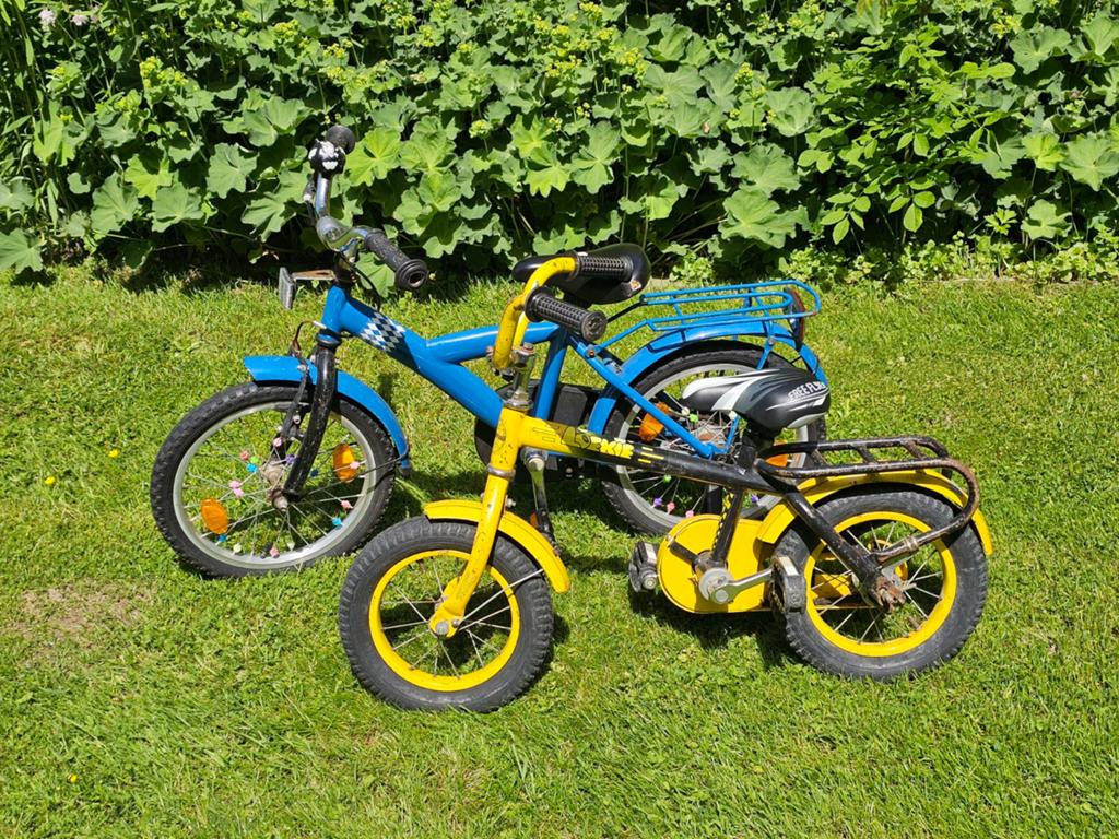 2 kinderfietsjes, Ophalen, Gebruikt, Minder dan 16 inch