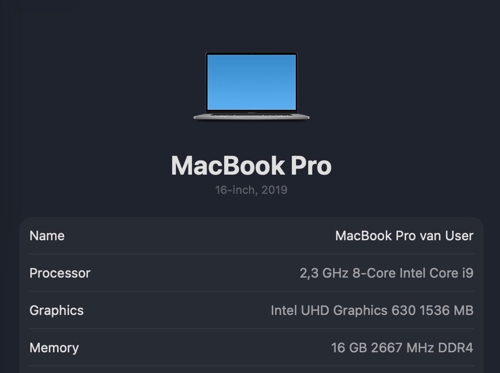 Foto 10 van MacBook Pro 16” 2019 i9 / 16GB / 1TB / Radeon 5500M