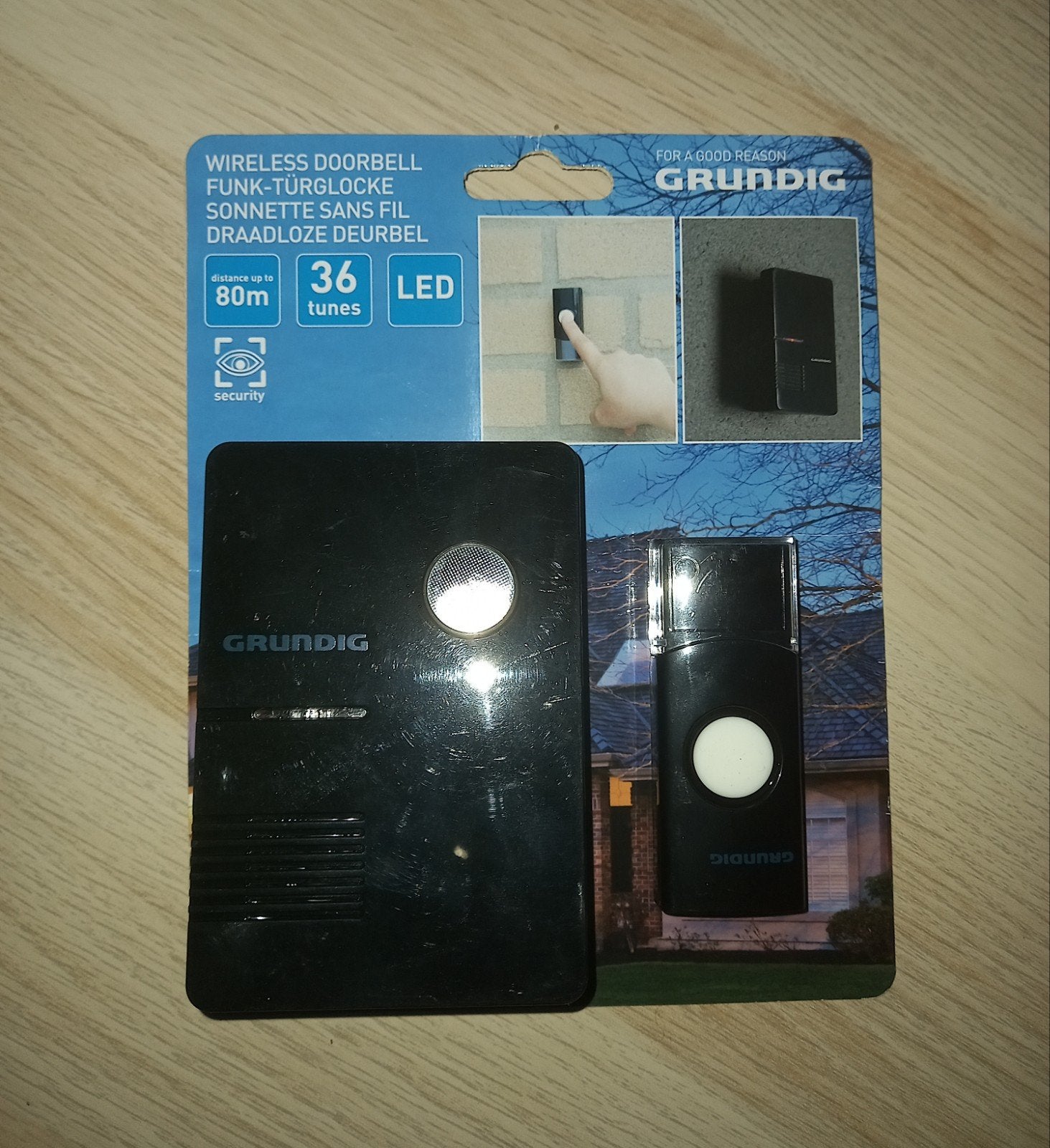 Grundig Draadloze Deurbel - 80m bereik, 36 melodieën, Huis en Inrichting, Deurbellen, Nieuw, Ophalen