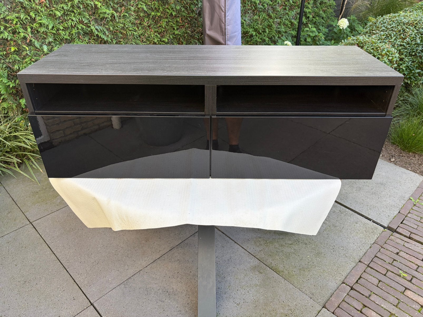 Tv wandmeubel zwart met 2 laden IKEA, Ophalen, Overige materialen, Gebruikt, 100 tot 150 cm