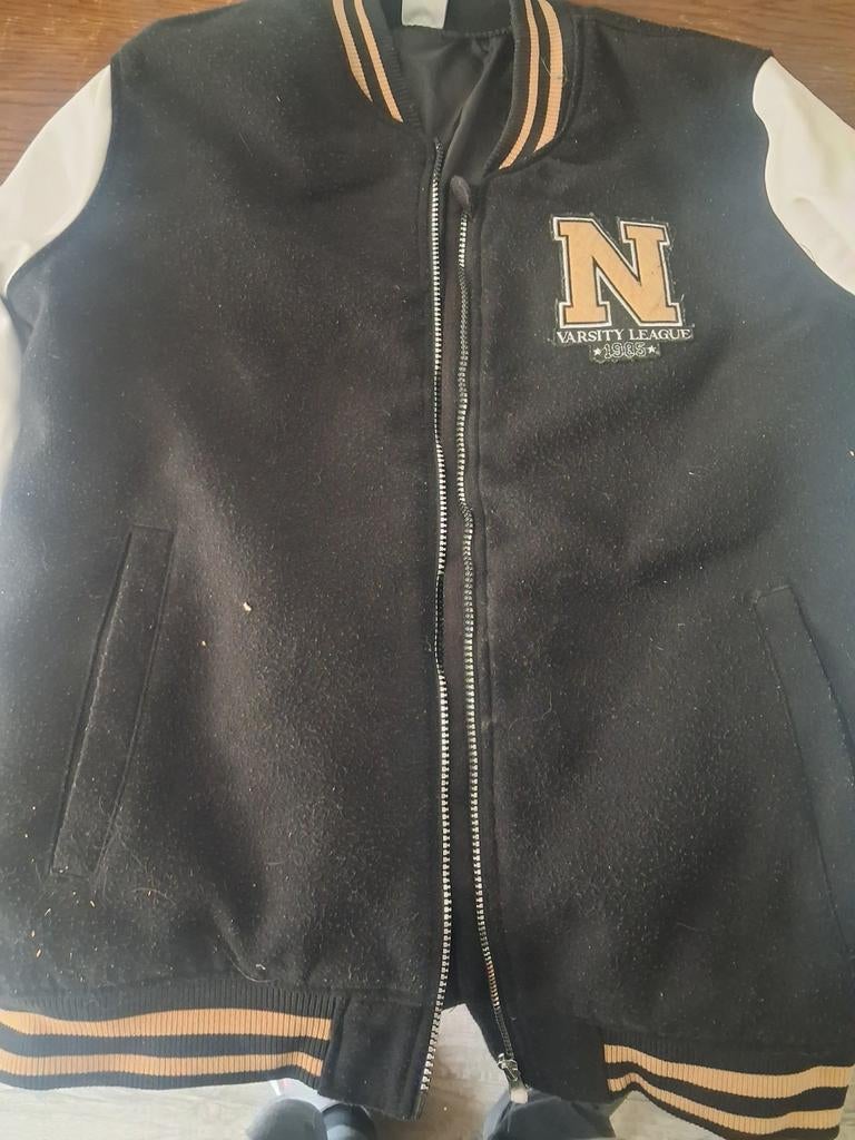 Zwart-beige varsity jas, Ophalen of Verzenden