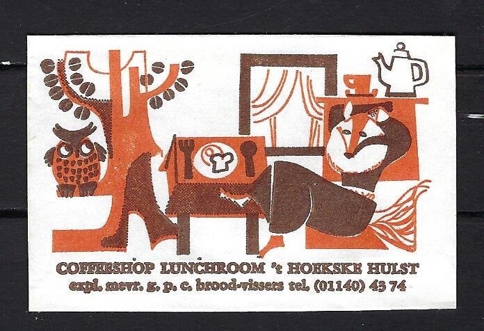 157 Hulst coffeeshop lunchroom 't HOEKSKE, Ophalen of Verzenden, Nederland