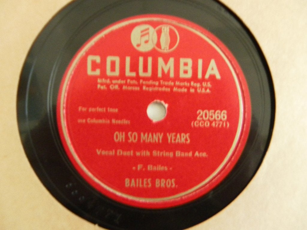 78 Toerenplaat The Bailes Bros. - Oh So Many Years, Gebruikt, 10 inch, Ophalen of Verzenden, Overige typen