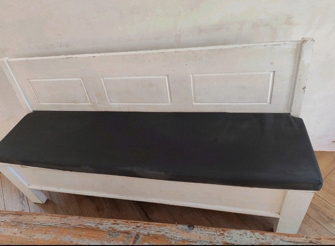 massief houten klep kiep eetbank opbergruimte incl kussen, Hout, Gebruikt, Minder dan 75 cm, 150 tot 200 cm