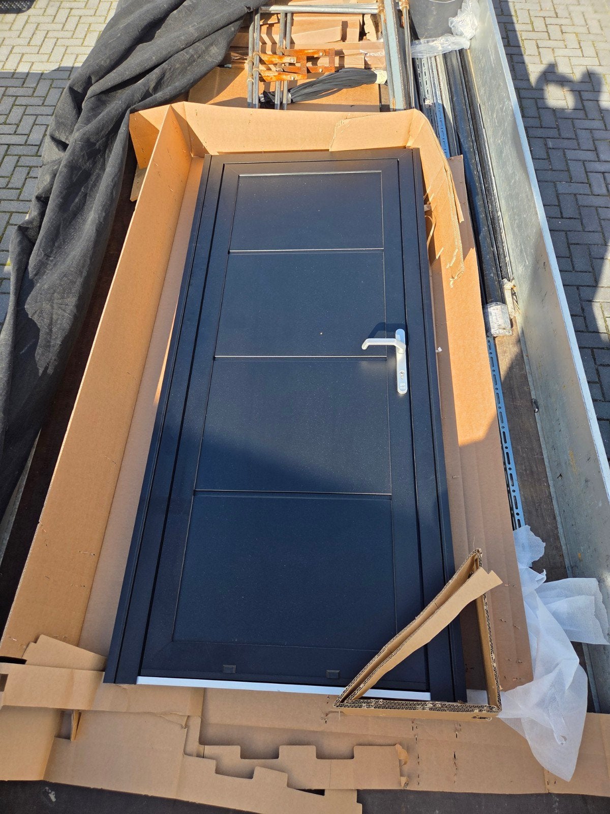 Aluminium Loopdeur Mat Zwart - 865x2100 mm, Doe-het-zelf en Verbouw, Ophalen