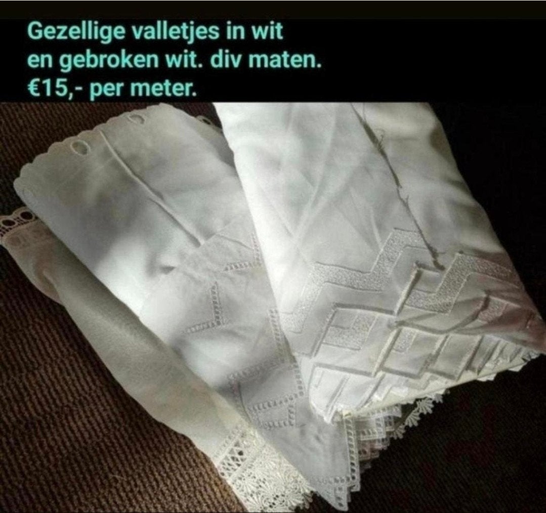 Mooie valletjes in wit en gebroken wit, div maten zie foto's, Ophalen of Verzenden, Nieuw