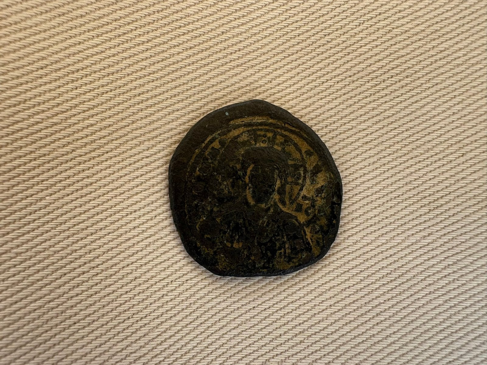 Antieke bronzen Byzantijnse munt Basileios II, Ophalen of Verzenden