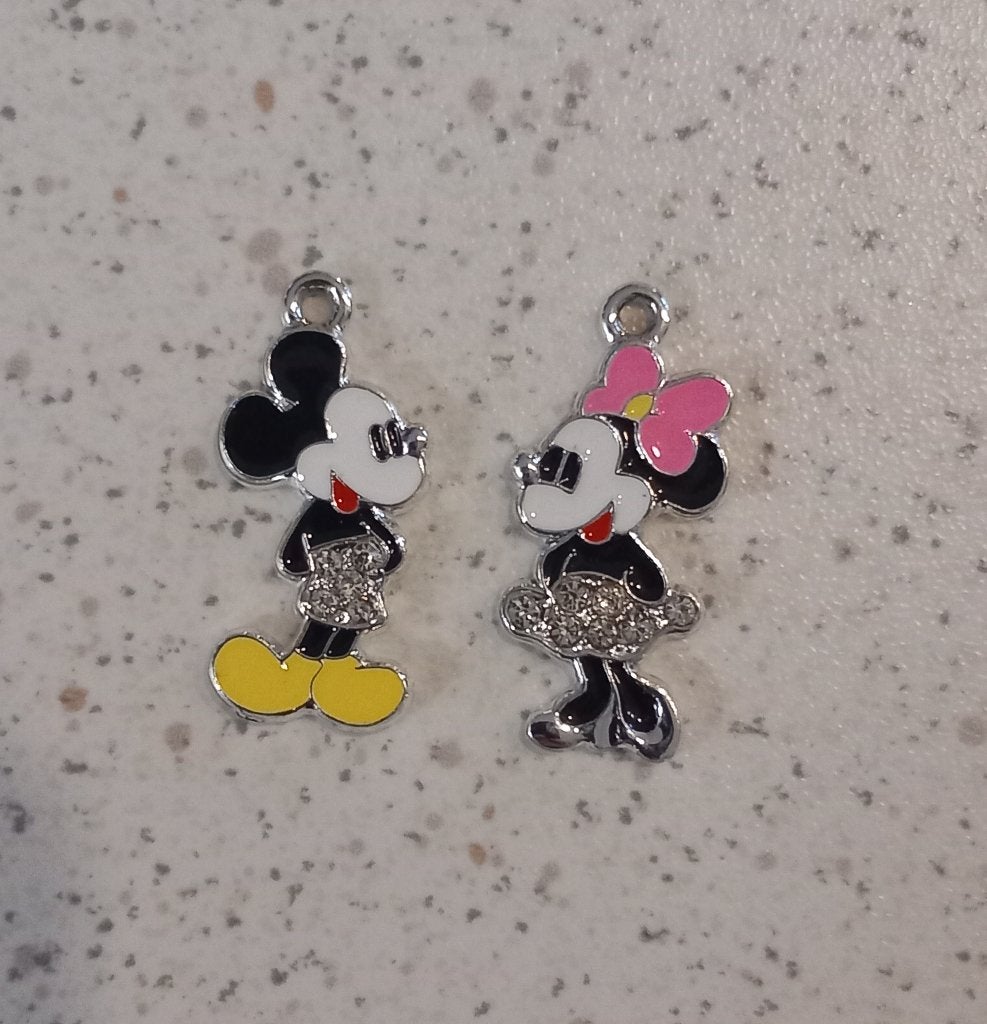 Mickey en minnie strass bedels, Verzenden, Nieuw, Bedel