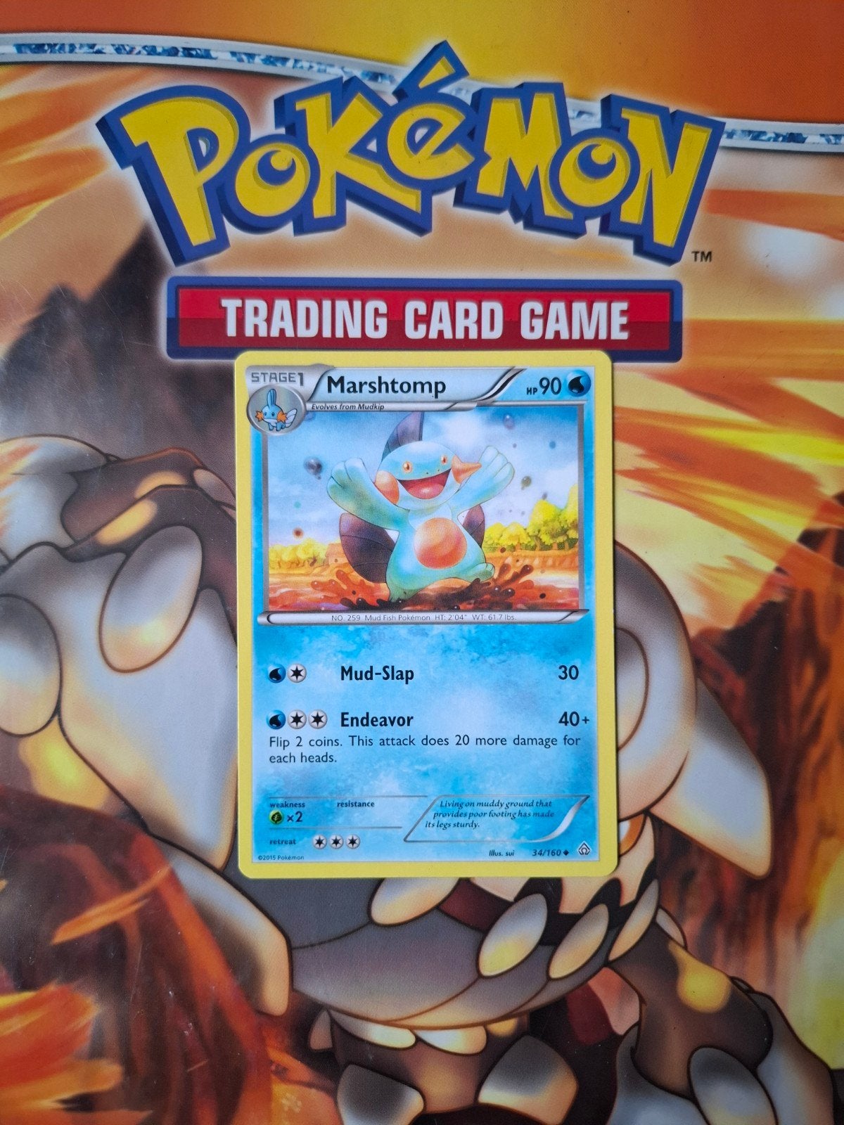 Marshtomp 34/160 XY Primal Clash pokemon kaart nm, Ophalen of Verzenden, Zo goed als nieuw, Losse kaart