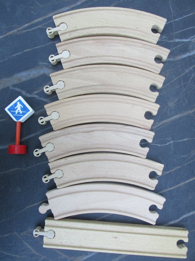 Set 9-delig houten treinbaan uitbreiding rails hout, Kinderen en Baby's, Ophalen of Verzenden, Zo goed als nieuw, Duw- of Trekspeelgoed
