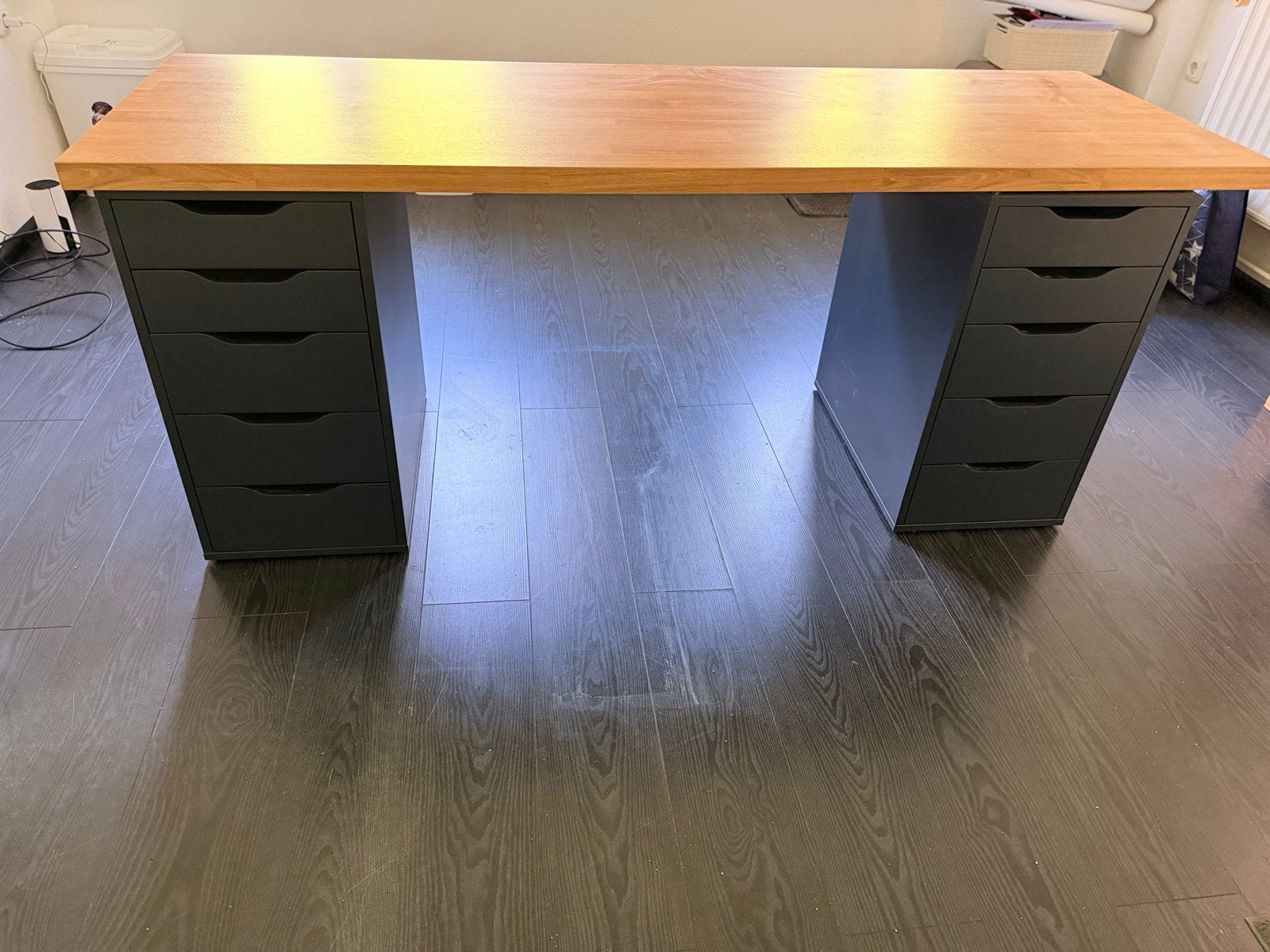 Bureau met ladekasten  186 cm, Huis en Inrichting, Bureaus, Ophalen, Gebruikt, Met lades, Spaanplaat of MDF