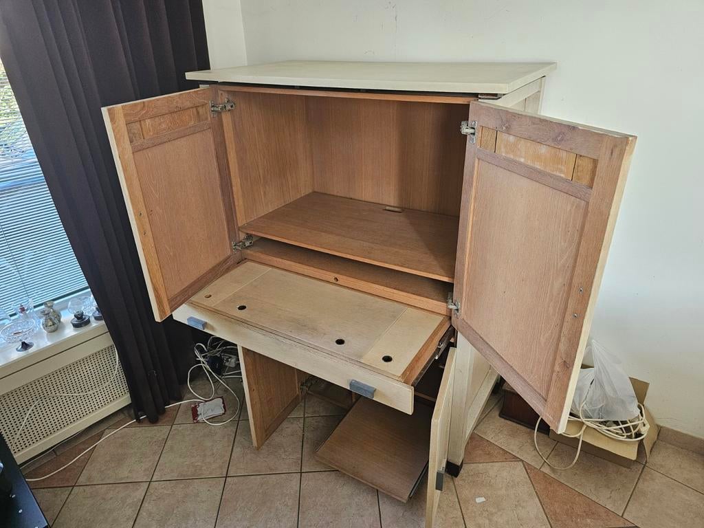 Houten computerkast / bureaukast met opbergruimte, Huis en Inrichting, Ophalen, Gebruikt, 70 tot 120 cm, Klassiek