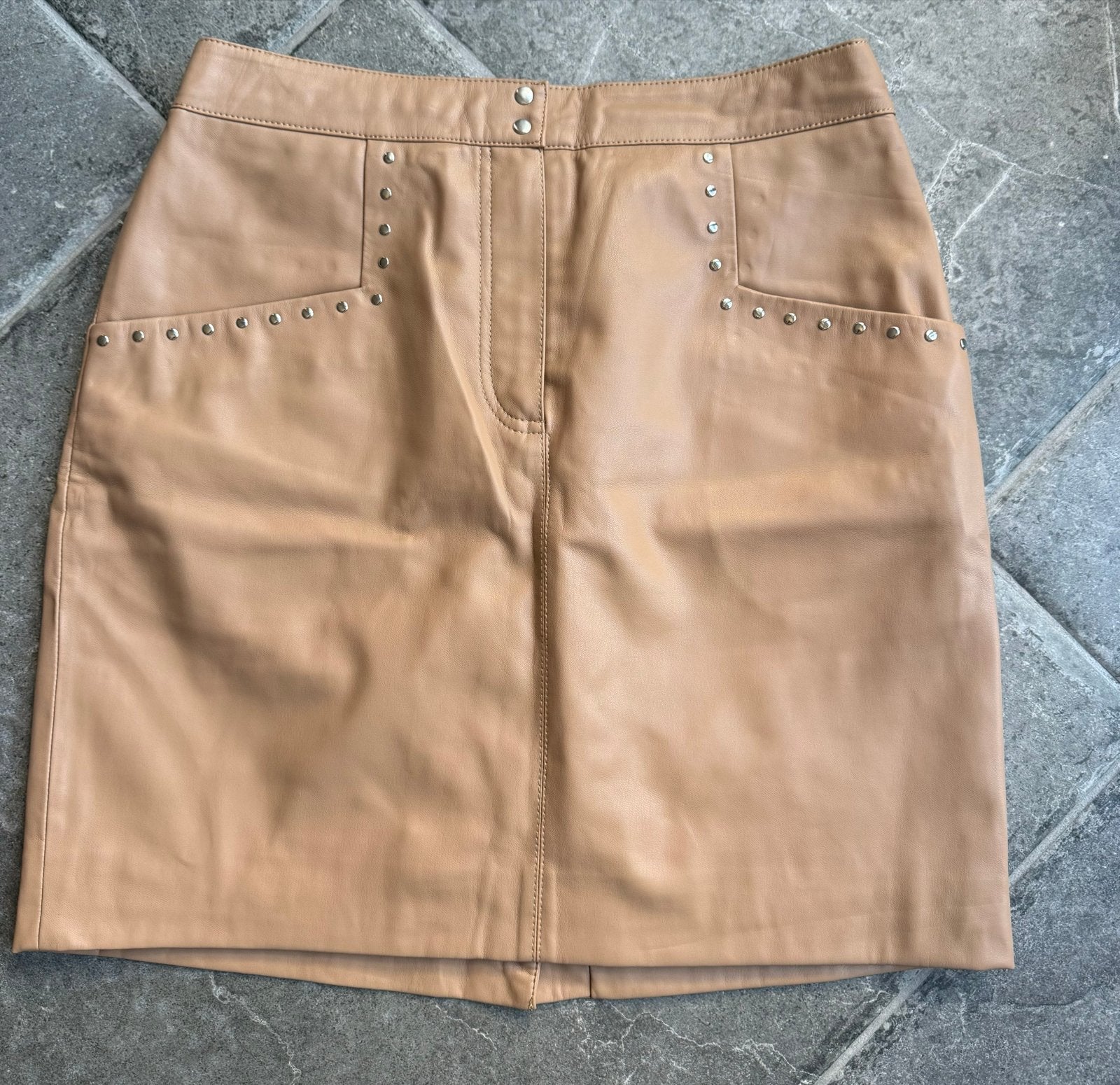 Fifth House leren rok met studs, Kleding | Dames, Maat 38/40 (M), Verzenden, Beige, Zo goed als nieuw