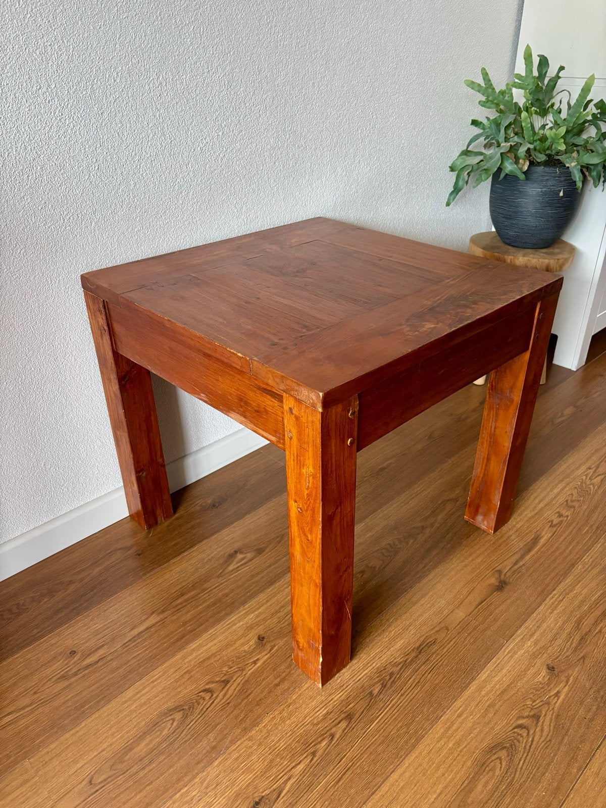 Houten bijzettafel - Vierkant 60x60, Gebruikt, 55 tot 75 cm, Hout, Ophalen