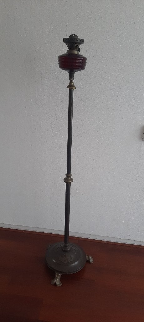 Oude, staande, hoge olielamp, Antiek en Kunst, Antiek | Lampen, Ophalen