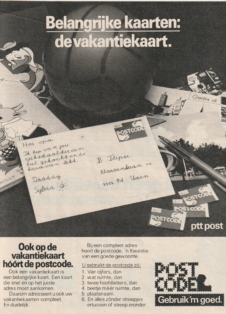retro reclame 1979 PTT Post kaart naar B. Flipse, Verzenden, Overige typen