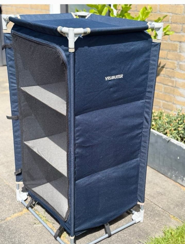 Vrijbuiter campingkast met 3 planken en tas, Ophalen of Verzenden, Zo goed als nieuw