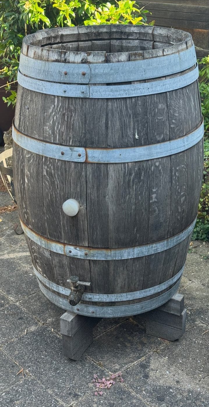 Wijnvat / Regenton van eikenhout, Tuin en Terras, Ophalen, Gebruikt, Rond, 60 tot 100 cm