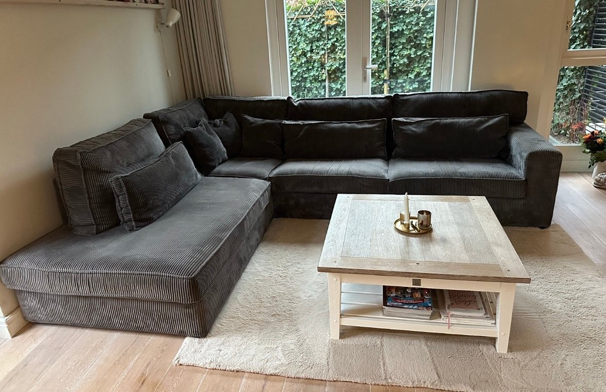 Comfortabele hoekbank in rib-stof, zeer netjes:Hoogenboezem., Ophalen, Gebruikt, Stof, Landelijk