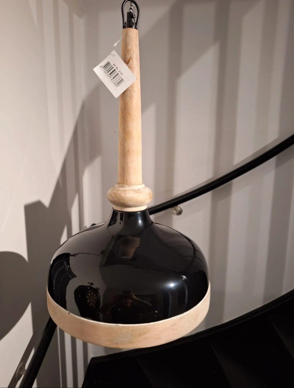 BY-BOO Hanglamp Zwart/Hout - Nieuw in doos, Huis en Inrichting, Modern, Scandinavisch, Nieuw, Hout, E27 (groot)