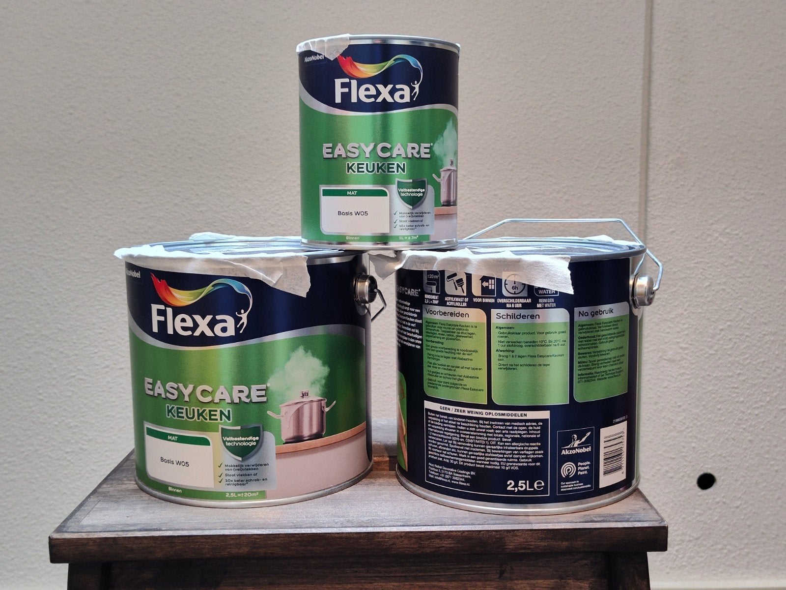 Te koop : Drie blikken Flexa Easycare Keuken., Ophalen, Nieuw