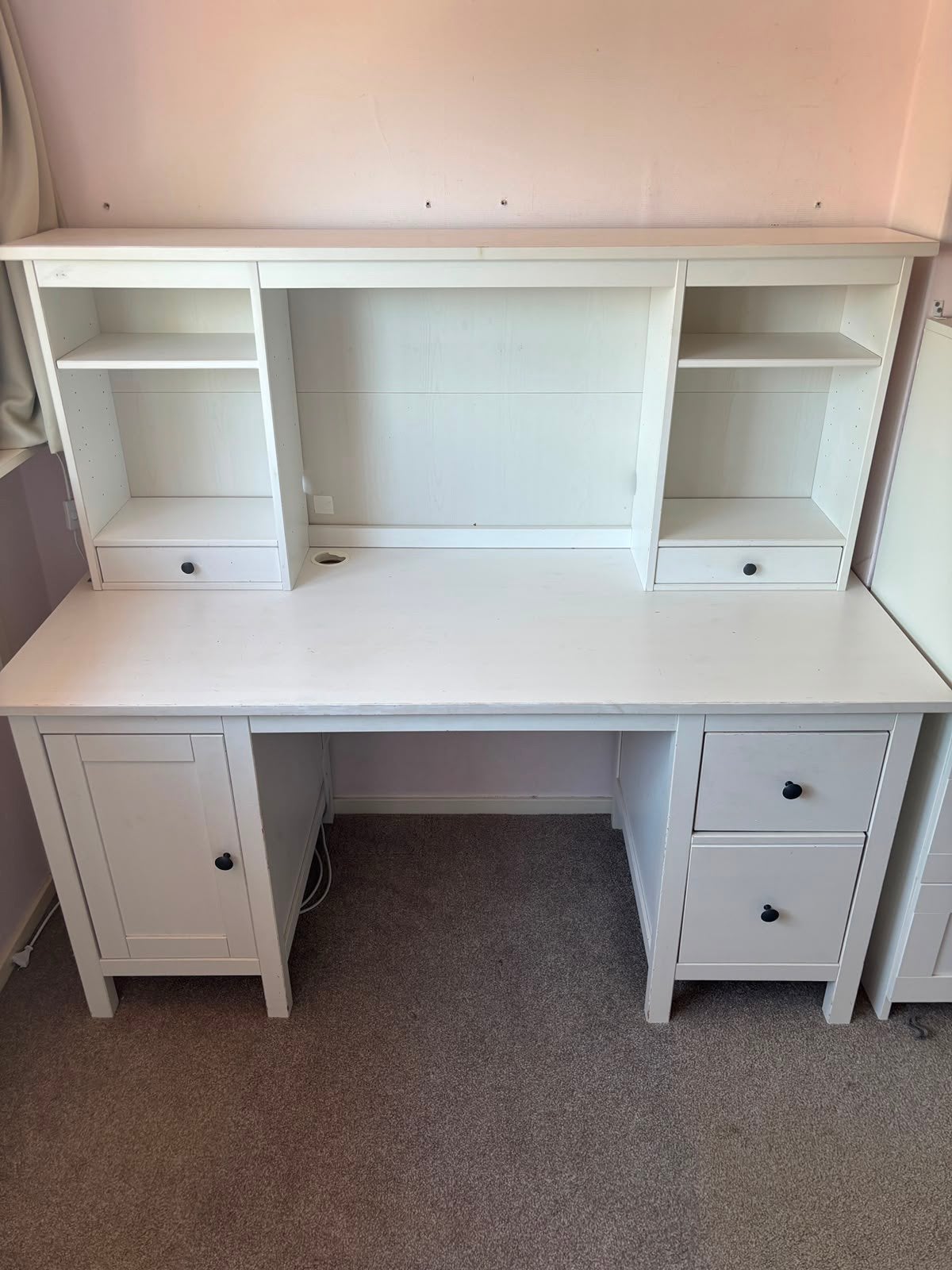Hemnes bureau IKEA wit met opbouw, Huis en Inrichting, Bureaus, Ophalen, Demontabel, 160 cm, Zo goed als nieuw