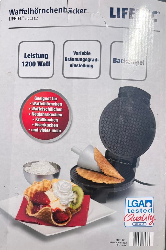 Lifetec Wafelijzer - Wafelhoorntjes en Wafelschaaltjes, Ophalen of Verzenden, Zo goed als nieuw