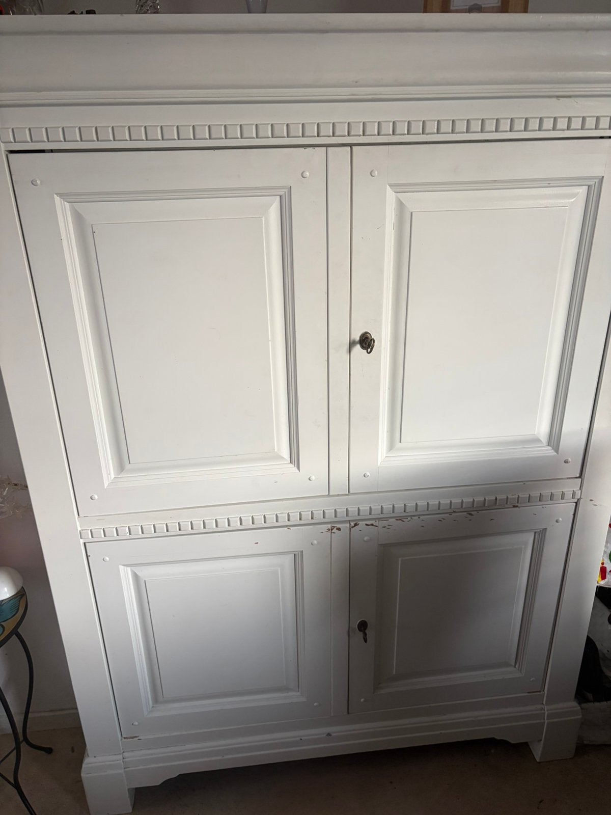 Wit geverfde eiken pc kast met verlichting en geluidsboxen, Ophalen, Gebruikt, 120 tot 170 cm, 40 tot 80 cm