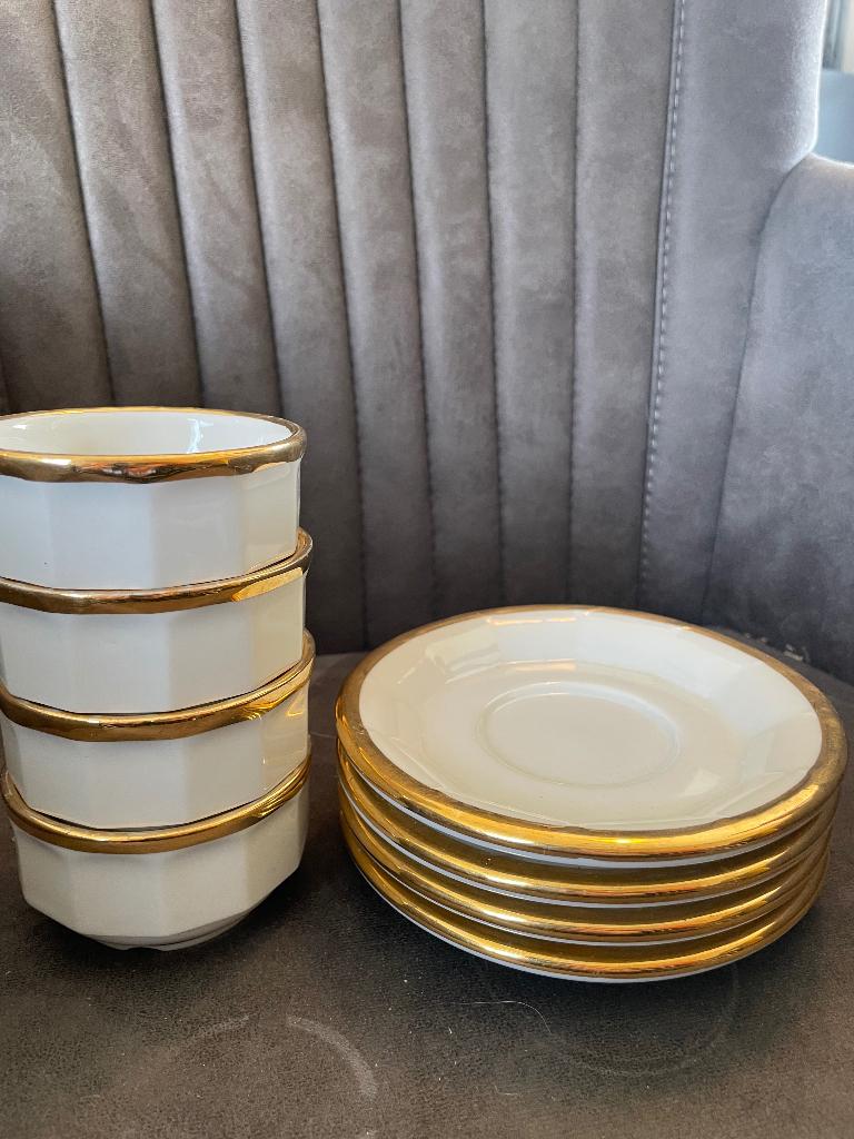 Pillivuyt porselein set met gouden rand – Frankrijk, Ophalen of Verzenden