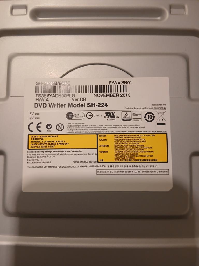 Toshiba Samsung DVD Writer Model SH-224, Computers en Software, Optische drives, Gebruikt, Intern, MacOS, Windows, Cd, Dvd, Ophalen of Verzenden