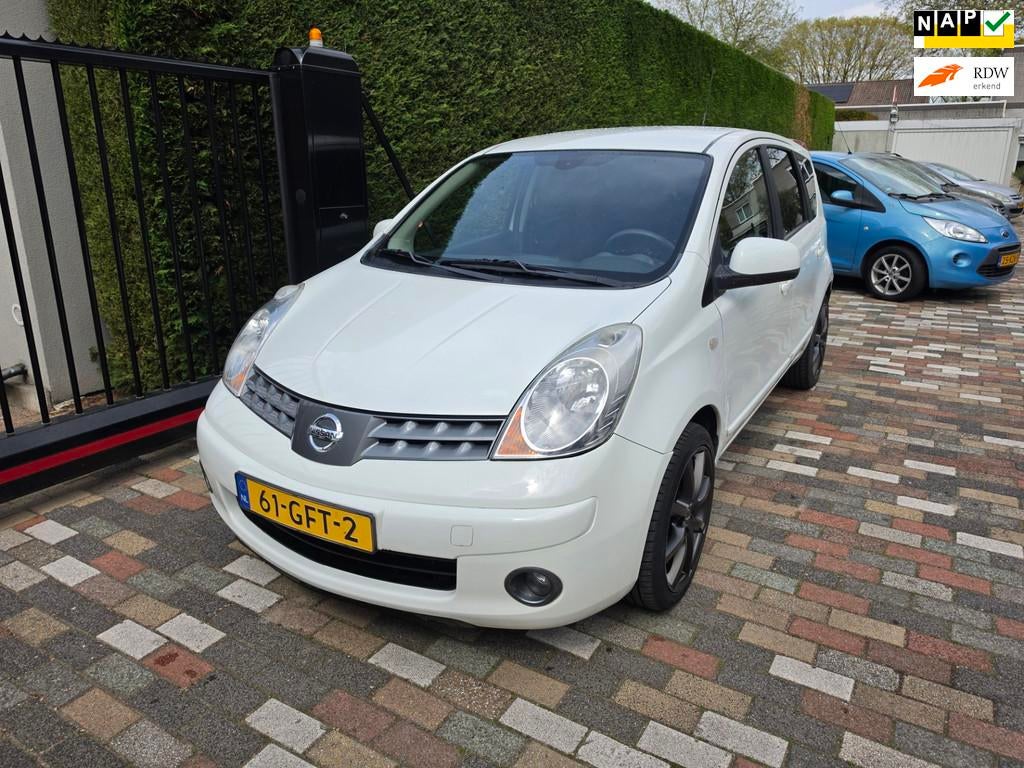 Nissan Note 1.4 Life 2008 Airco Trekhaak Lage Km Lm velgen, Voorwielaandrijving, 4 cilinders, Wit, Origineel Nederlands
