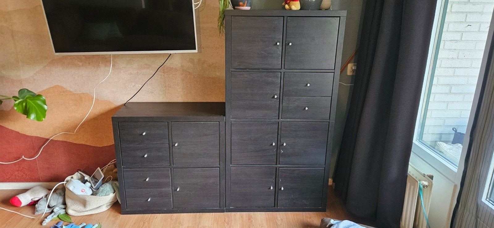 IKEA Kallax Kast met Lades en Deuren, Gebruikt, Ophalen of Verzenden, 150 tot 200 cm, 25 tot 50 cm
