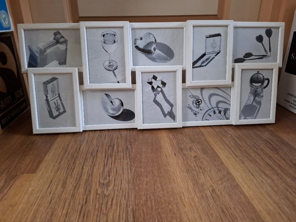 Fotolijst 10 in 1 wit, Ophalen, Collagefotolijst, Zo goed als nieuw, Voor meerdere foto's