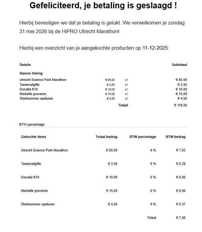 Startbewijs Utrechtse Marathon, Eén persoon
