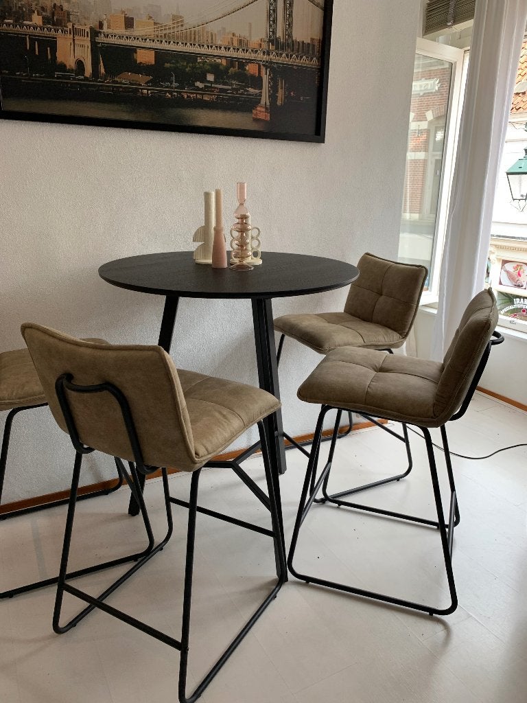 Ronde Bartafel + 4 Barstoelen (Zo goed als nieuw!), Ophalen, Zo goed als nieuw