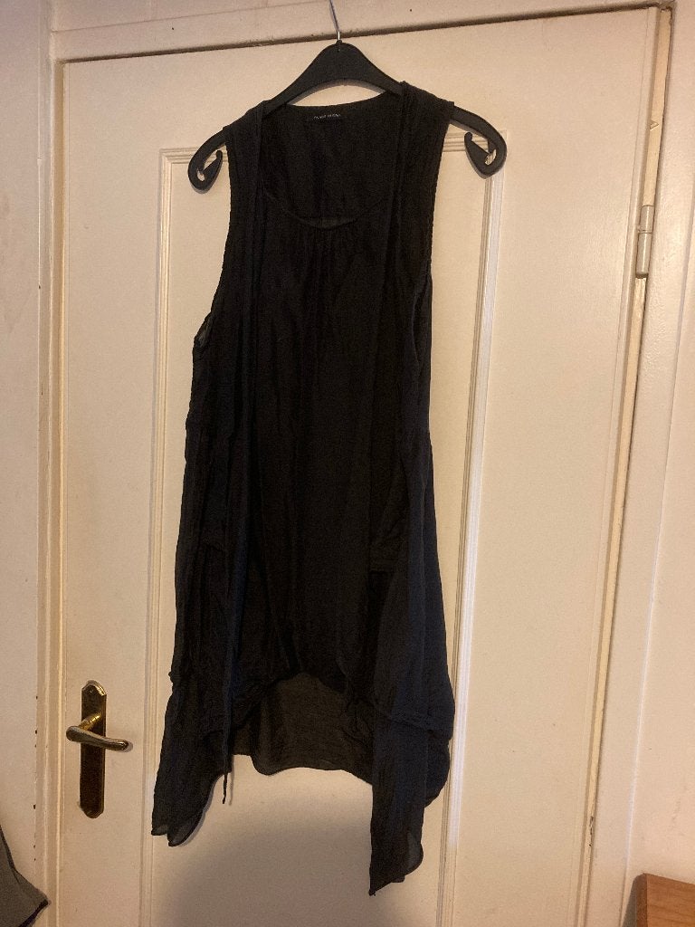 Aparte zwarte dunne zijden jurk van Made In Italy, maat M, Kleding | Dames, Maat 38/40 (M), Made in Italy, Verzenden, Zwart