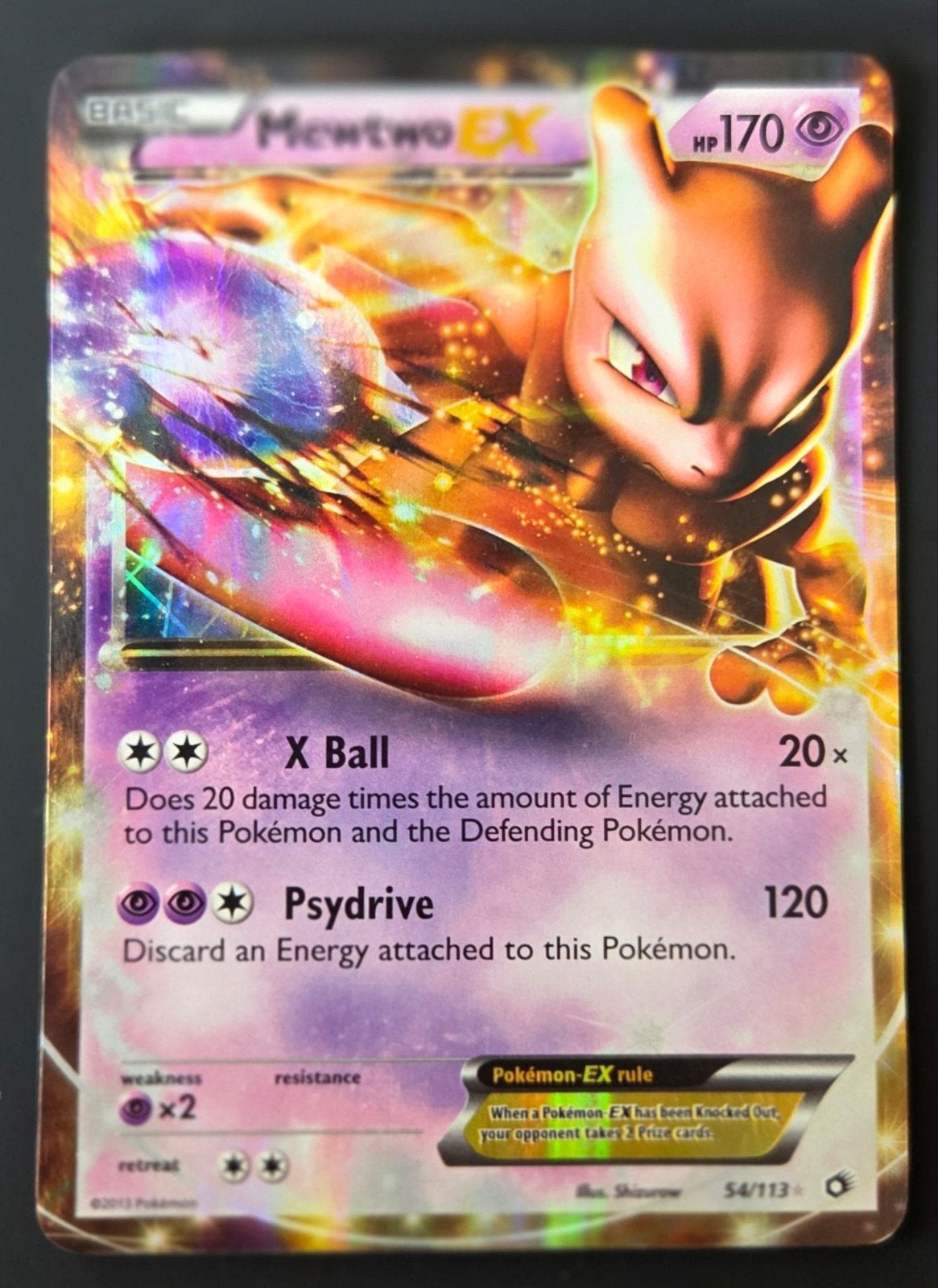 Mewtwo EX Pokémon kaart, Ophalen, Zo goed als nieuw, Losse kaart, Foil