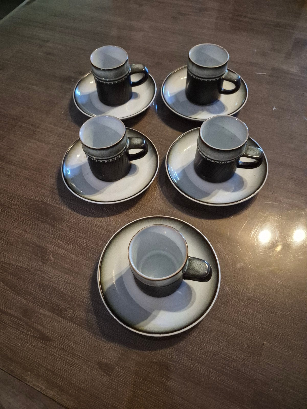 Set van 5 Denby England kopjes en schotels, Ophalen, Gebruikt, Keramiek, Overige stijlen